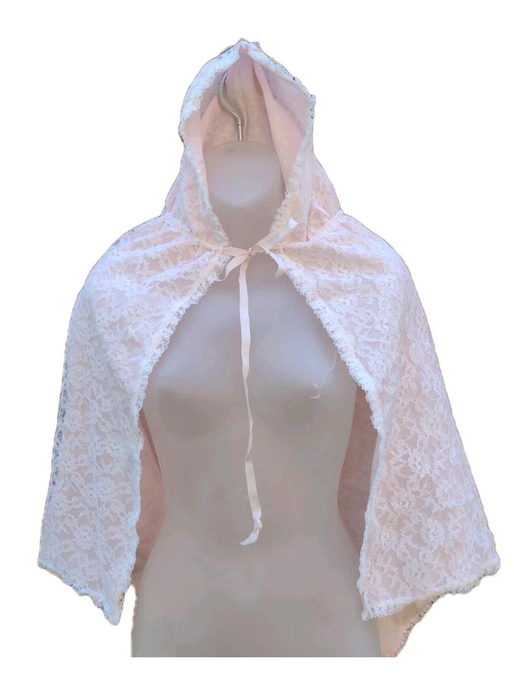 VTG Rare 80s Martha's Miniatures White Lace Hooded Cape Girls Size 6 Never Worn